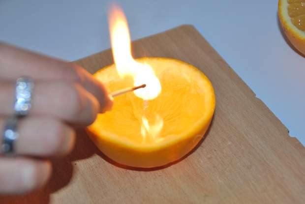 Candles made from oranges