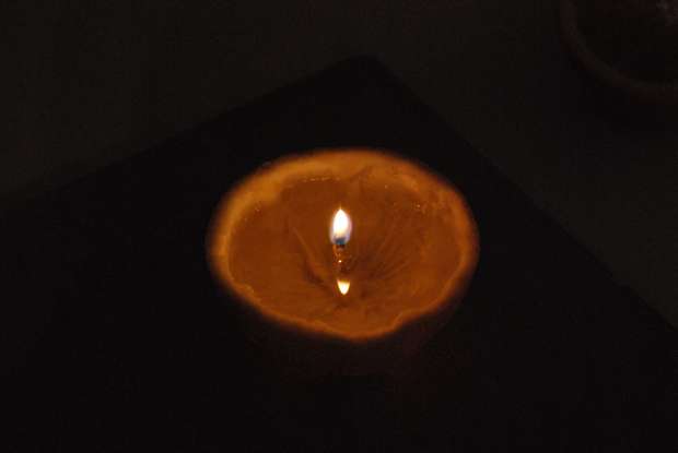 Candles made from oranges