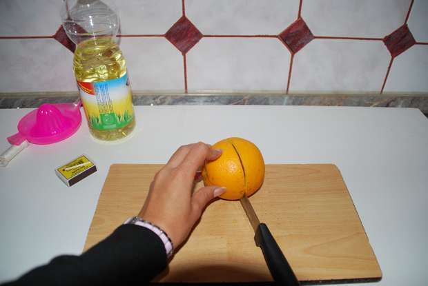 Candles made from oranges