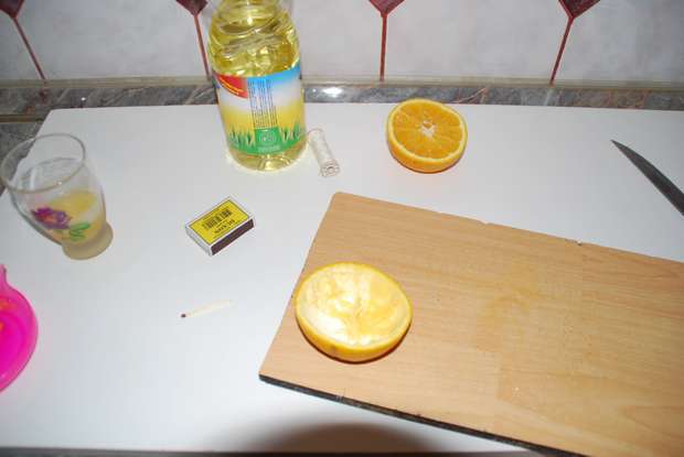 Candles made from oranges