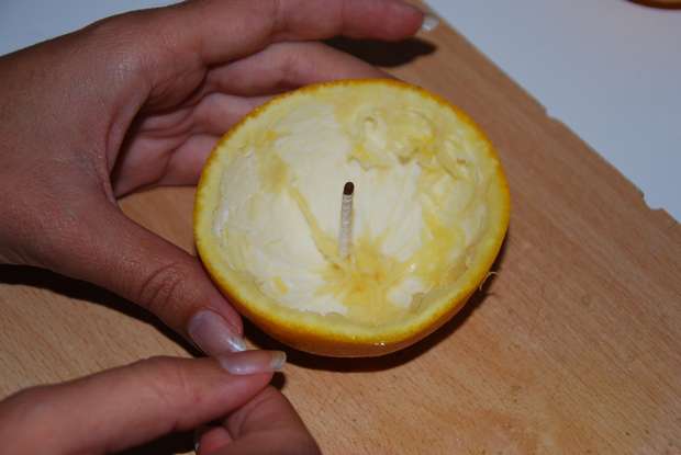 Candles made from oranges