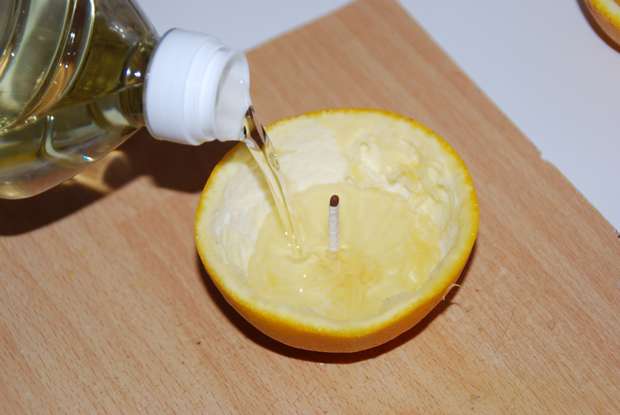 Candles made from oranges
