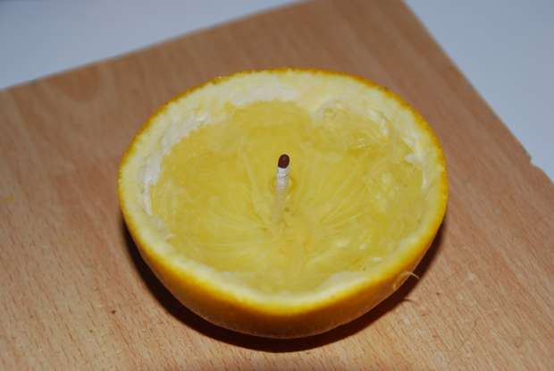 Candles made from oranges