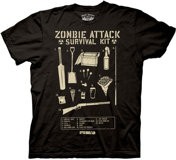 shawn of the dead zombie survival kit shirt